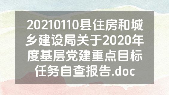 20210110县住房和城乡建设局关于2020年度基层党建重点目标任务自查报告.doc