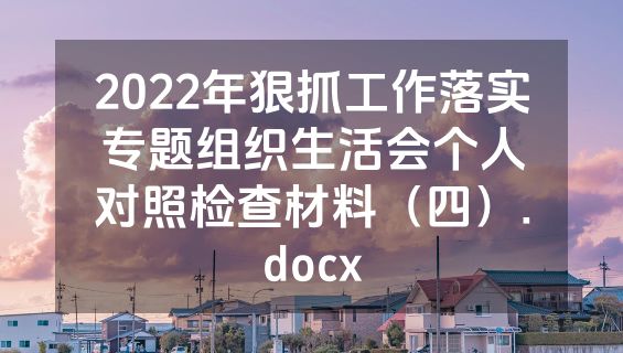 2022年狠抓工作落实专题组织生活会个人对照检查材料（四）.docx