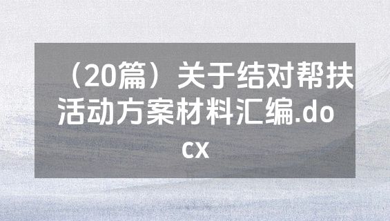 （20篇）关于结对帮扶活动方案材料汇编.docx