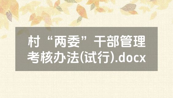 村“两委”干部管理考核办法(试行).docx
