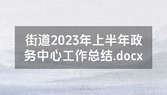 街道2023年上半年政务中心工作总结.docx