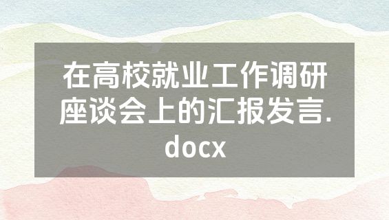 在高校就业工作调研座谈会上的汇报发言.docx