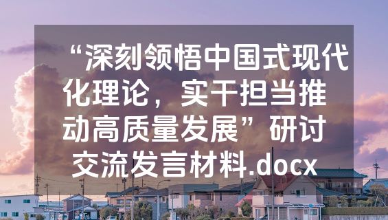 “深刻领悟中国式现代化理论，实干担当推动高质量发展”研讨交流发言材料.docx
