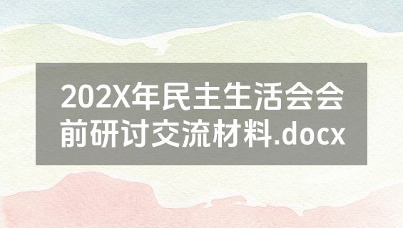 202X年民主生活会会前研讨交流材料.docx
