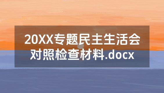 20XX专题民主生活会对照检查材料.docx
