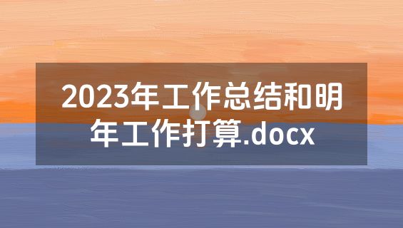 2023年工作总结和明年工作打算.docx