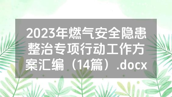 2023年燃气安全隐患整治专项行动工作方案汇编（14篇）.docx