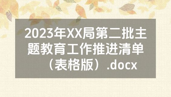 2023年XX局第二批主题教育工作推进清单（表格版）.docx