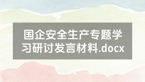 国企安全生产专题学习研讨发言材料.docx