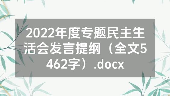 2022年度专题民主生活会发言提纲（全文5462字）.docx