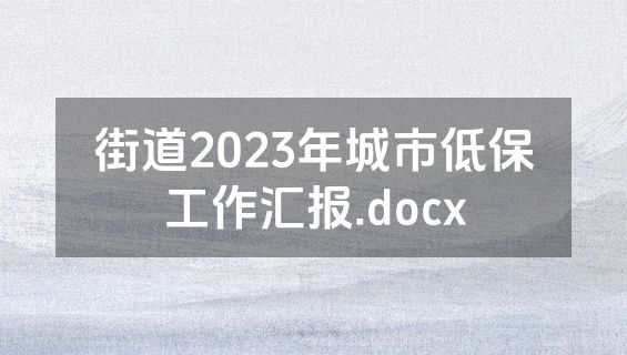 街道2023年城市低保工作汇报.docx