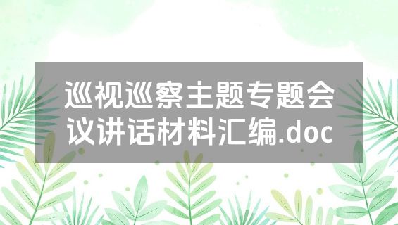 巡视巡察主题专题会议讲话材料汇编.doc