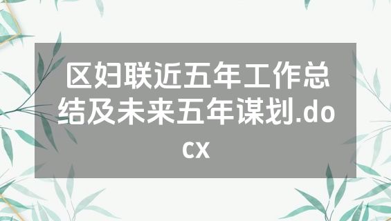 区妇联近五年工作总结及未来五年谋划.docx