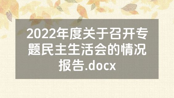 2022年度关于召开专题民主生活会的情况报告.docx