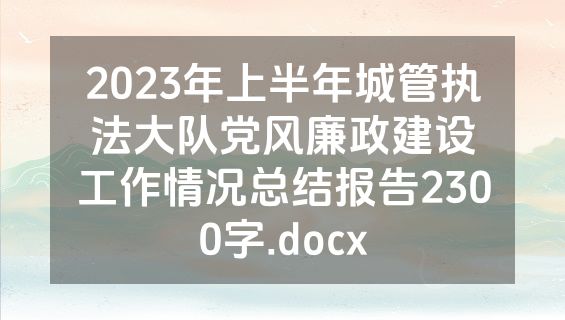2023年上半年城管执法大队党风廉政建设工作情况总结报告2300字.docx