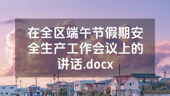 在全区端午节假期安全生产工作会议上的讲话.docx