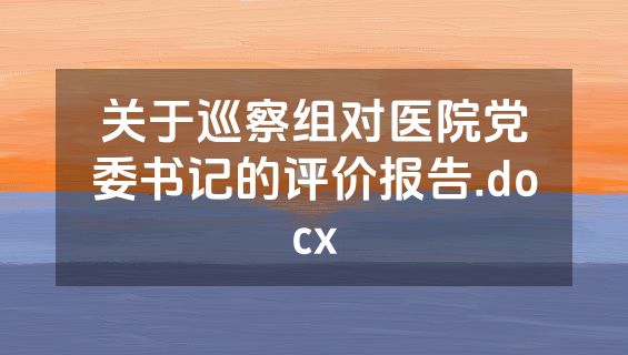 关于巡察组对医院党委书记的评价报告.docx