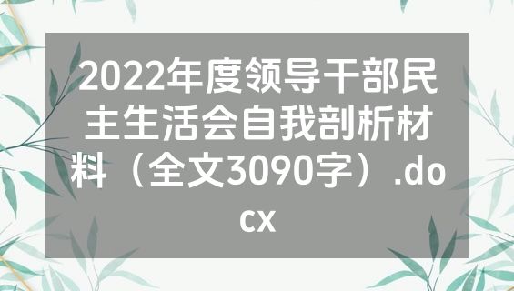 2022年度领导干部民主生活会自我剖析材料（全文3090字）.docx