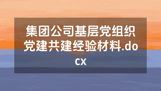 集团公司基层党组织党建共建经验材料.docx