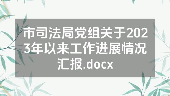 市司法局党组关于2023年以来工作进展情况汇报.docx