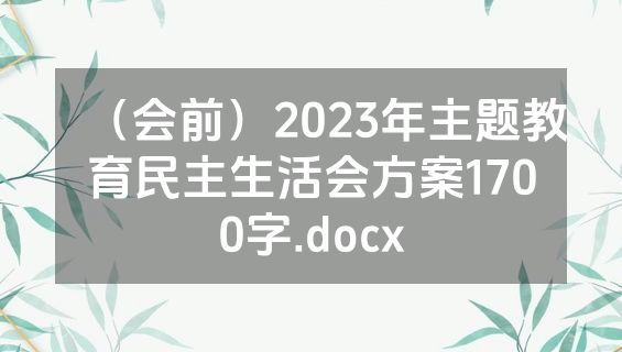 （会前）2023年主题教育民主生活会方案1700字.docx