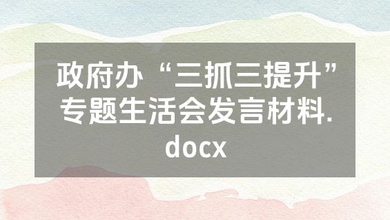 政府办“三抓三提升”专题生活会发言材料.docx
