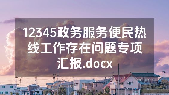12345政务服务便民热线工作存在问题专项汇报.docx