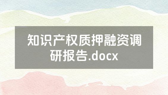 知识产权质押融资调研报告.docx