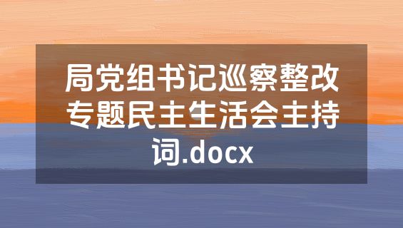 局党组书记巡察整改专题民主生活会主持词.docx