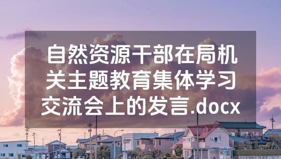 自然资源干部在局机关主题教育集体学习交流会上的发言.docx