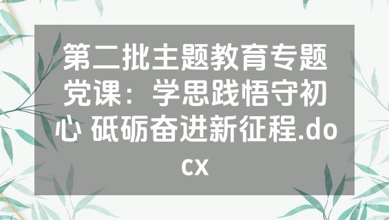 第二批主题教育专题党课：学思践悟守初心 砥砺奋进新征程.docx