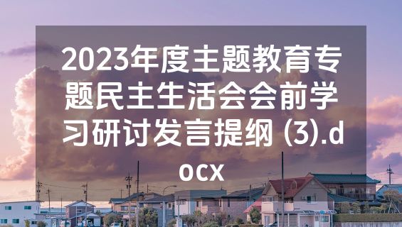 2023年度主题教育专题民主生活会会前学习研讨发言提纲 (3).docx