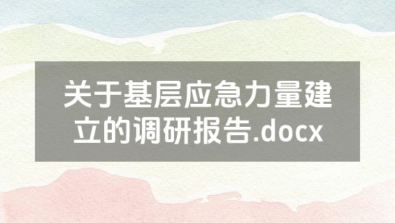 关于基层应急力量建立的调研报告.docx