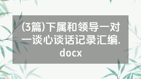 (3篇)下属和领导一对一谈心谈话记录汇编.docx