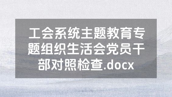 工会系统主题教育专题组织生活会党员干部对照检查.docx