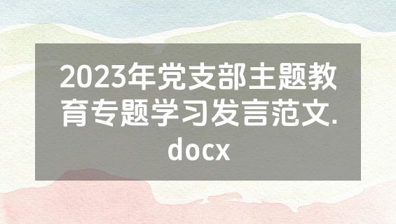 2023年党支部主题教育专题学习发言范文.docx