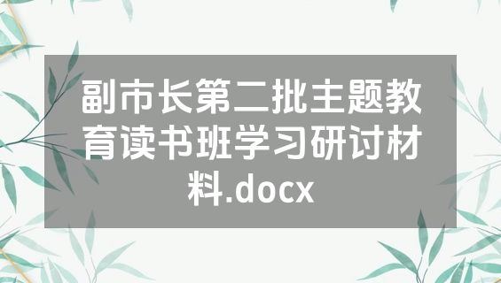 副市长第二批主题教育读书班学习研讨材料.docx