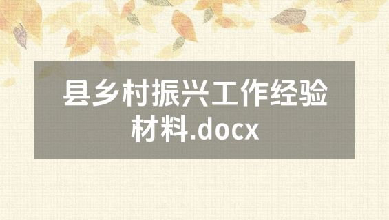 县乡村振兴工作经验材料.docx