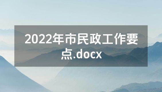 2022年市民政工作要点.docx