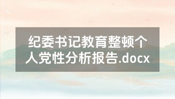 纪委书记教育整顿个人党性分析报告.docx