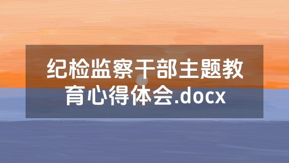 纪检监察干部主题教育心得体会.docx