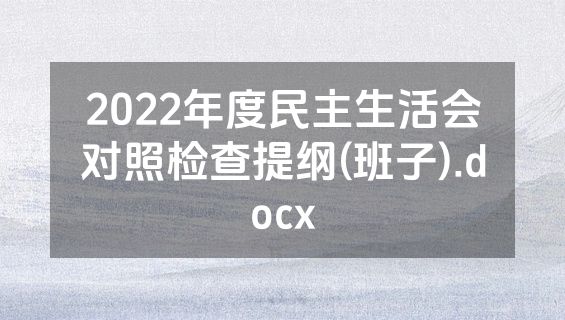 2022年度民主生活会对照检查提纲(班子).docx
