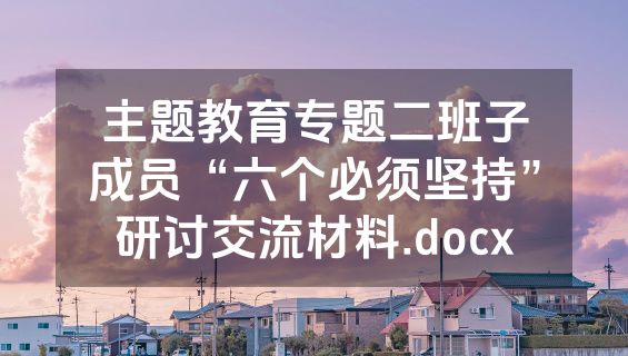 主题教育专题二班子成员“六个必须坚持”研讨交流材料.docx