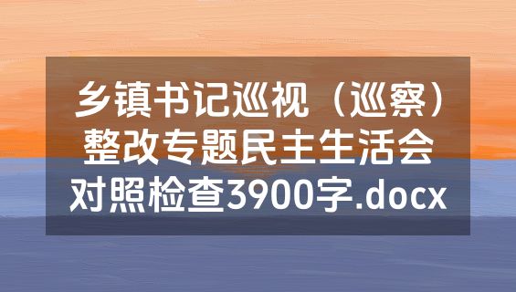 乡镇书记巡视（巡察）整改专题民主生活会对照检查3900字.docx