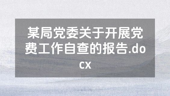 某局党委关于开展党费工作自查的报告.docx