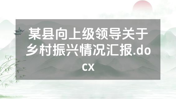 某县向上级领导关于乡村振兴情况汇报.docx