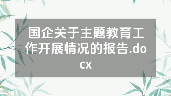 国企关于主题教育工作开展情况的报告.docx