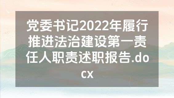 党委书记2022年履行推进法治建设第一责任人职责述职报告.docx