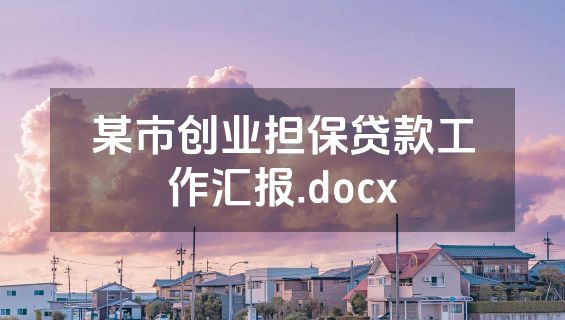 某市创业担保贷款工作汇报.docx