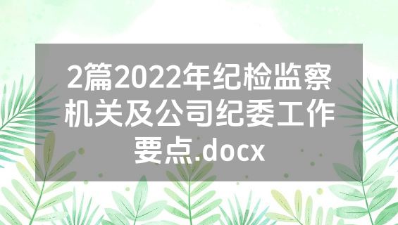 2篇2022年纪检监察机关及公司纪委工作要点.docx
